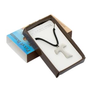 Pendente Tau In Acciaio Con Laccetto Nero