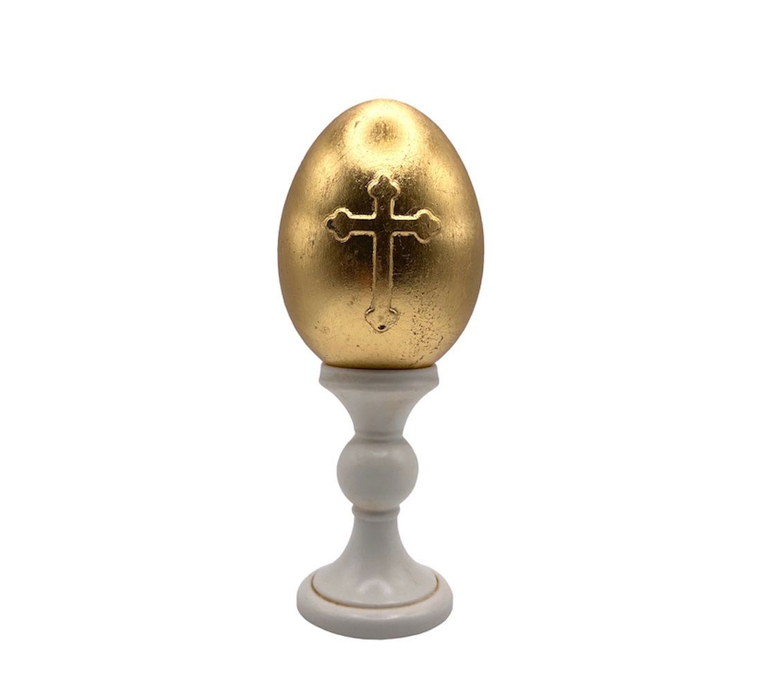 Uovo Icona Trinità di Rublëv Decorato Con Foglia Oro - immagine 4