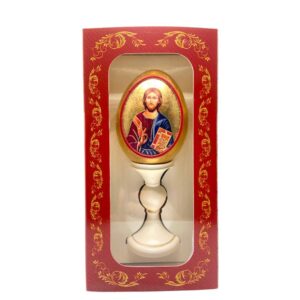 Uovo Icona Gesù Maestro Decorato Con Foglia Oro