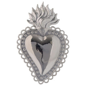 Cuore votivo decoro floreale 16x10 cm