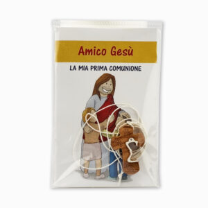 Libretto "Amico Gesù - La mia Prima Comunione" con croce in legno d'ulivo
