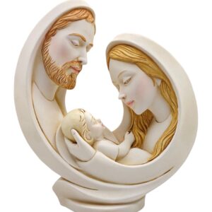 Sacra Famiglia In Resina Dipinta A Mano 20 Cm