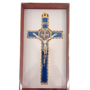 Croce San Benedetto Oro e Blu 20 cm