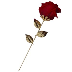 Rosa Stabilizzata Con Stelo Dorato 32 Cm