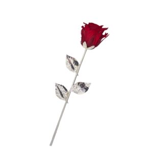 Rosa Stabilizzata con stelo Argento 22 cm