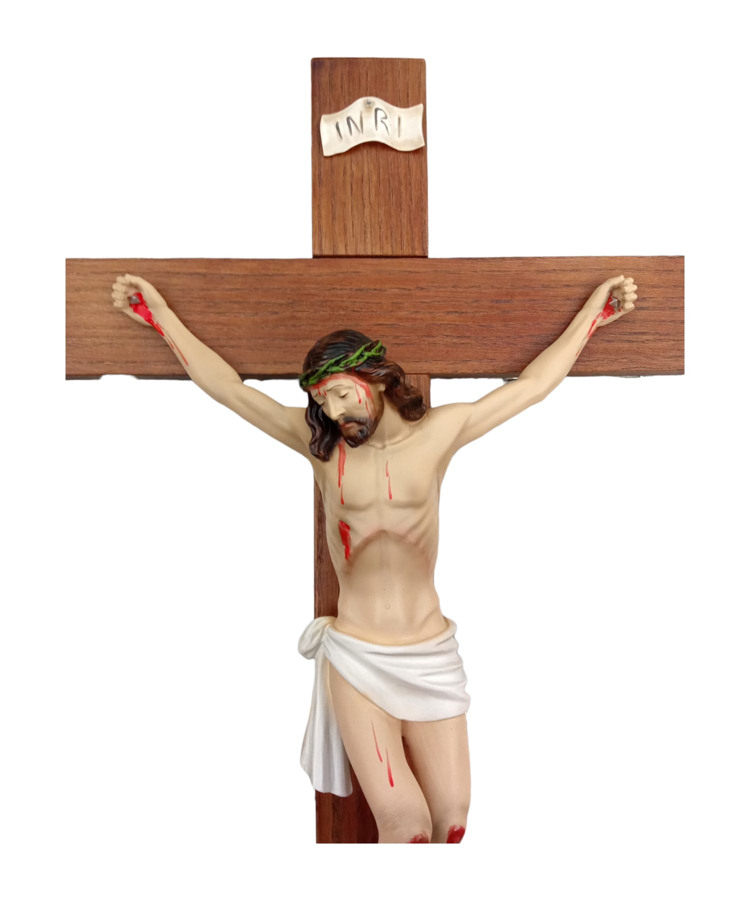 Crocifisso in resina Croce Legno 60x31cm - immagine 3
