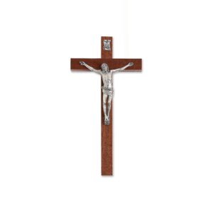 Croce in legno Mogano con Cristo in metallo 25 cm