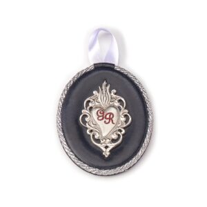 Quadretto in Pelle Blu con Cuore Votivo