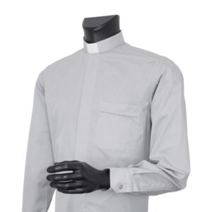 Camicia Clergyman GRIGIO CHIARO manica lunga