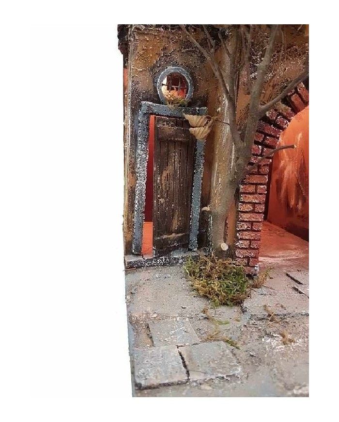 Borgo presepe stile 700 con Impianto luci e fontana 50x70x40 cm - immagine 4