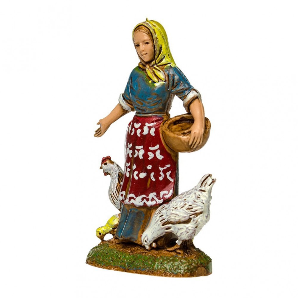 Pastore Statuina Donna con Galline 6 cm - immagine 3