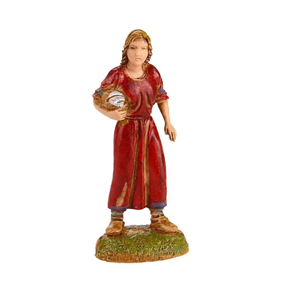 Pastore Statuina Donna con Cesto 6 cm