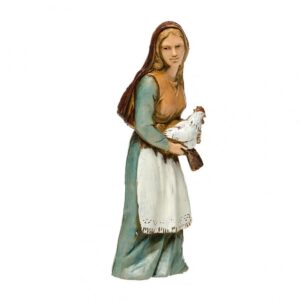 Pastore Statuina Donna con gallina 8 cm