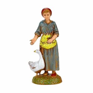 Pastore Statuina Donna con Oca 6 cm