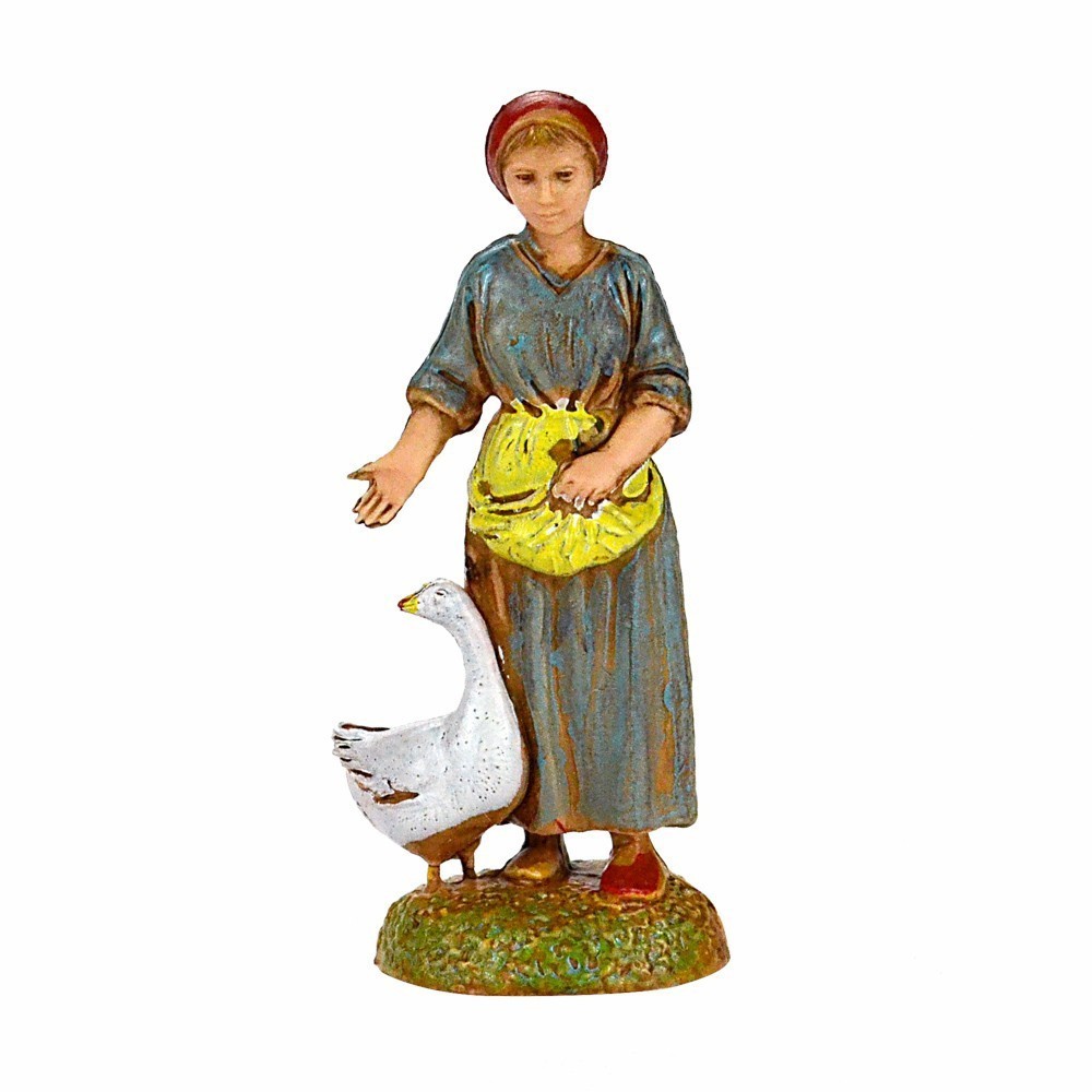 Pastore Statuina Donna con Oca 6 cm