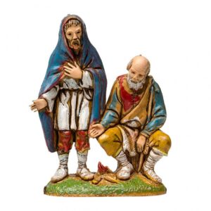 Pastore Statuina Due pastori vicino al fuoco 6 cm