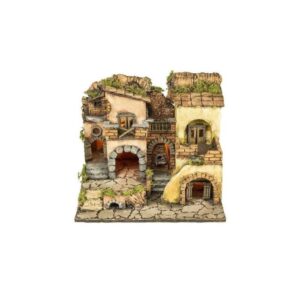Presepe borgo napoletano stile 700 con illuminazione e forno 30X40H34