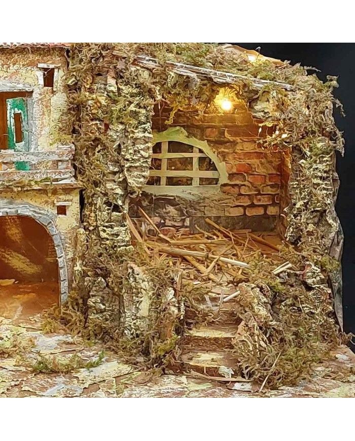 Presepe paesaggistico napoletano artigianale con luci e cascata 50x40x37 cm - immagine 2