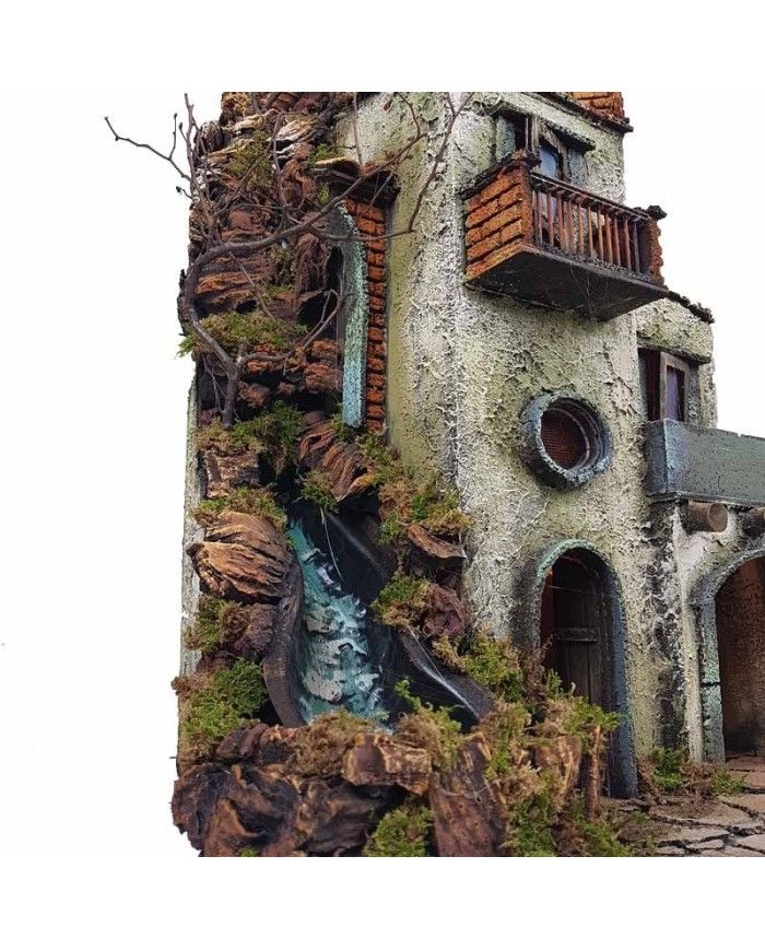 Presepe Borgo napoletano stile 700 con cascata 50x40x70 cm - immagine 5