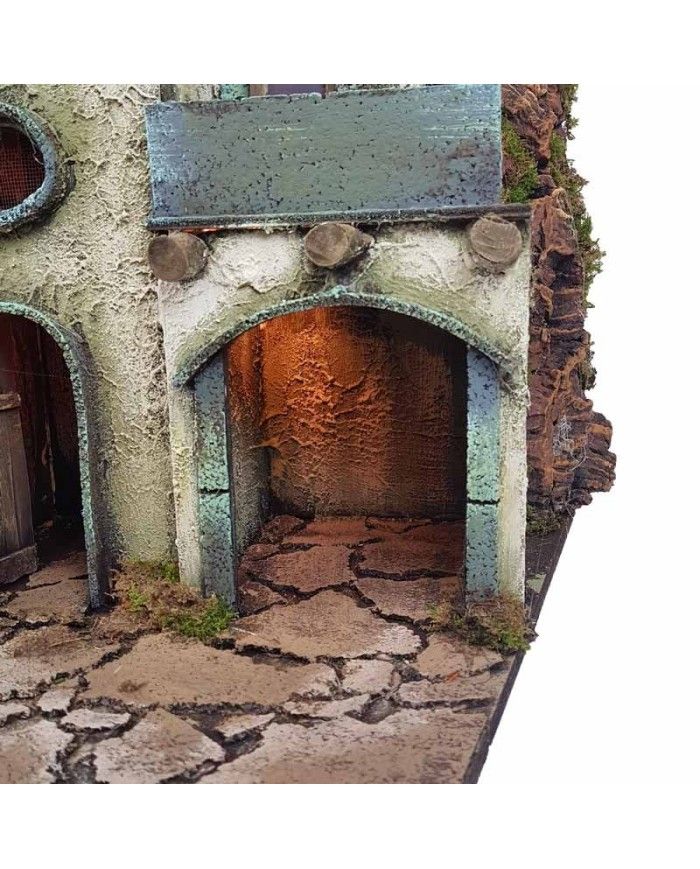 Presepe Borgo napoletano stile 700 con cascata 50x40x70 cm - immagine 2