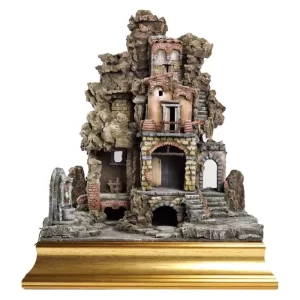 Presepe con cornice oro 35x25x50
