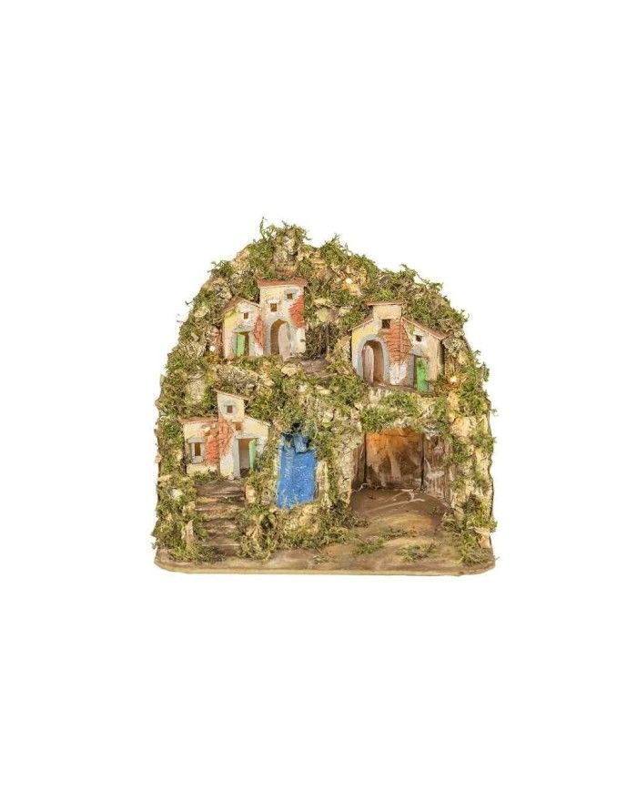 Presepe napoletano con luci e cascata 35x30x30 cm - immagine 2
