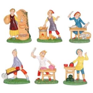 Pastori 6 Statuine Mestieri Misti 6,5 Cm