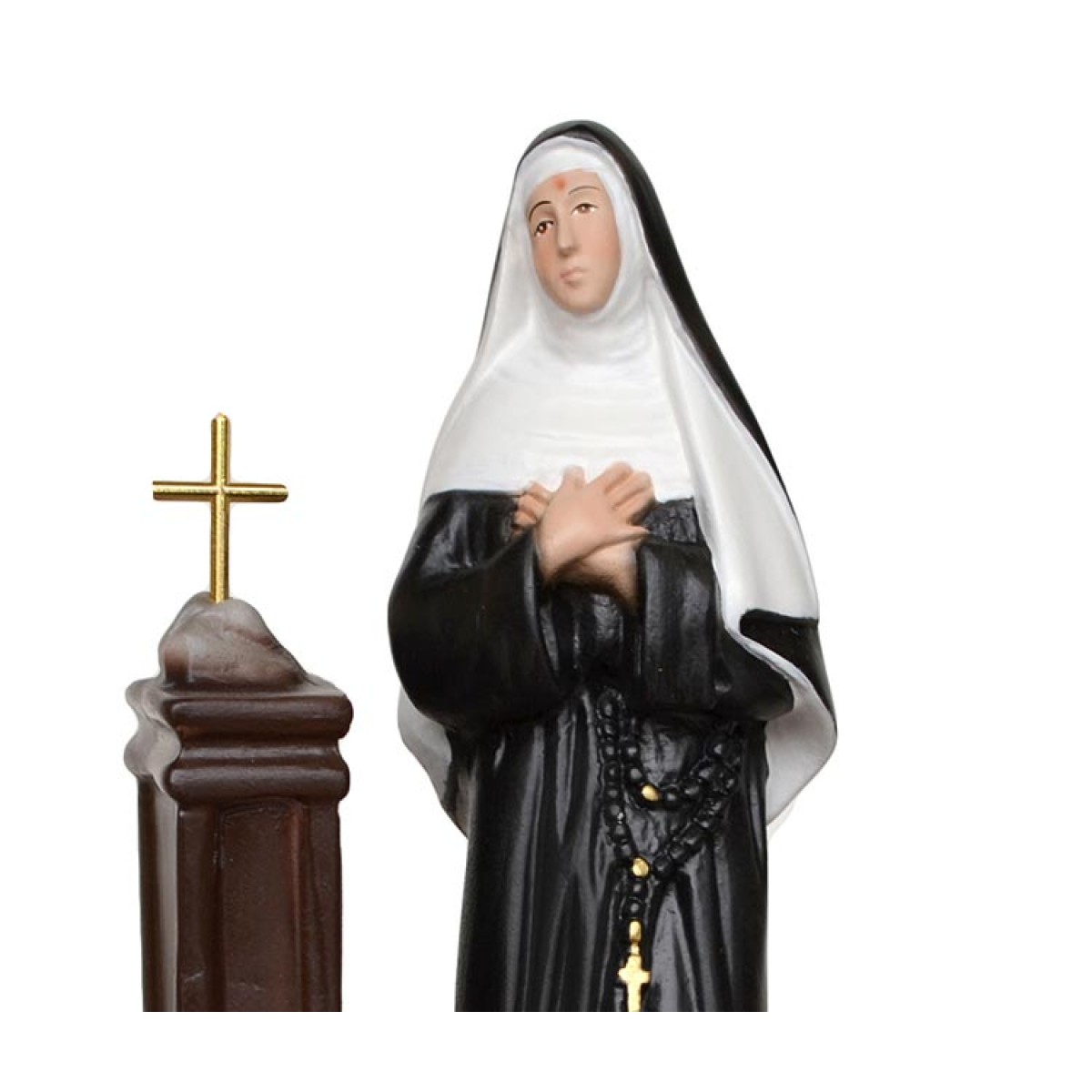Statua Santa Rita in ginocchio di resina 20 cm - immagine 2