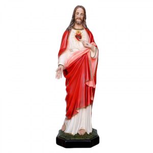 Statua Sacro Cuore di Gesù in resina dipinta 85 cm