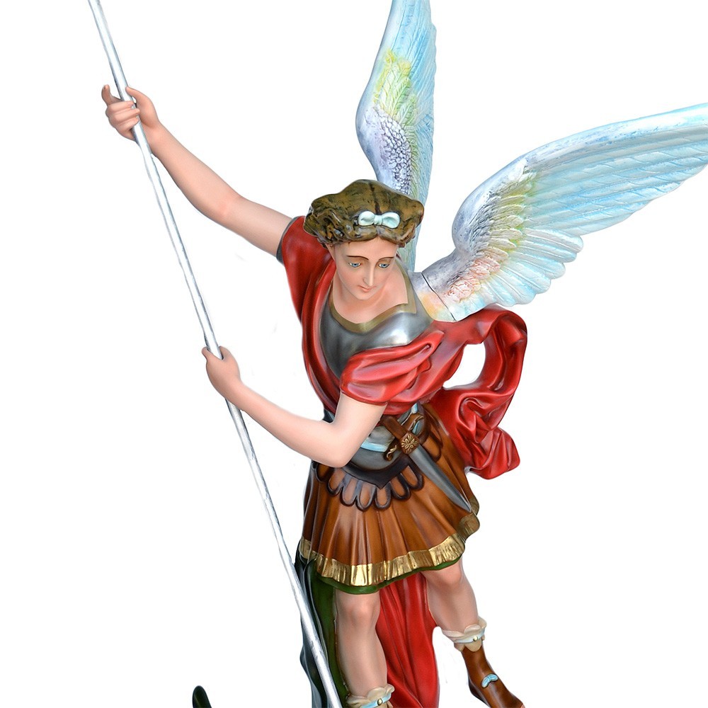 Statua San Michele Arcangelo ali aperte in vetroresina 160 cm - immagine 4