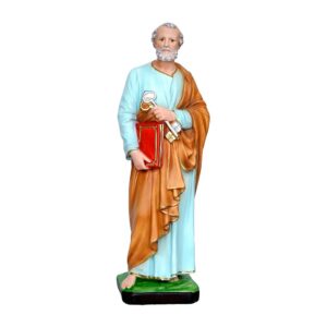 Statua San Pietro in resina colorata 40 cm