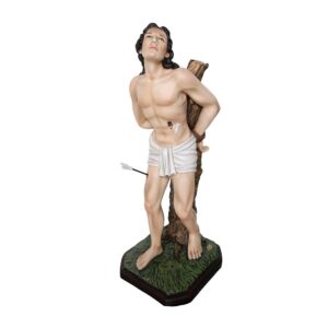 Statua San Sebastiano in resina colorata 60 cm