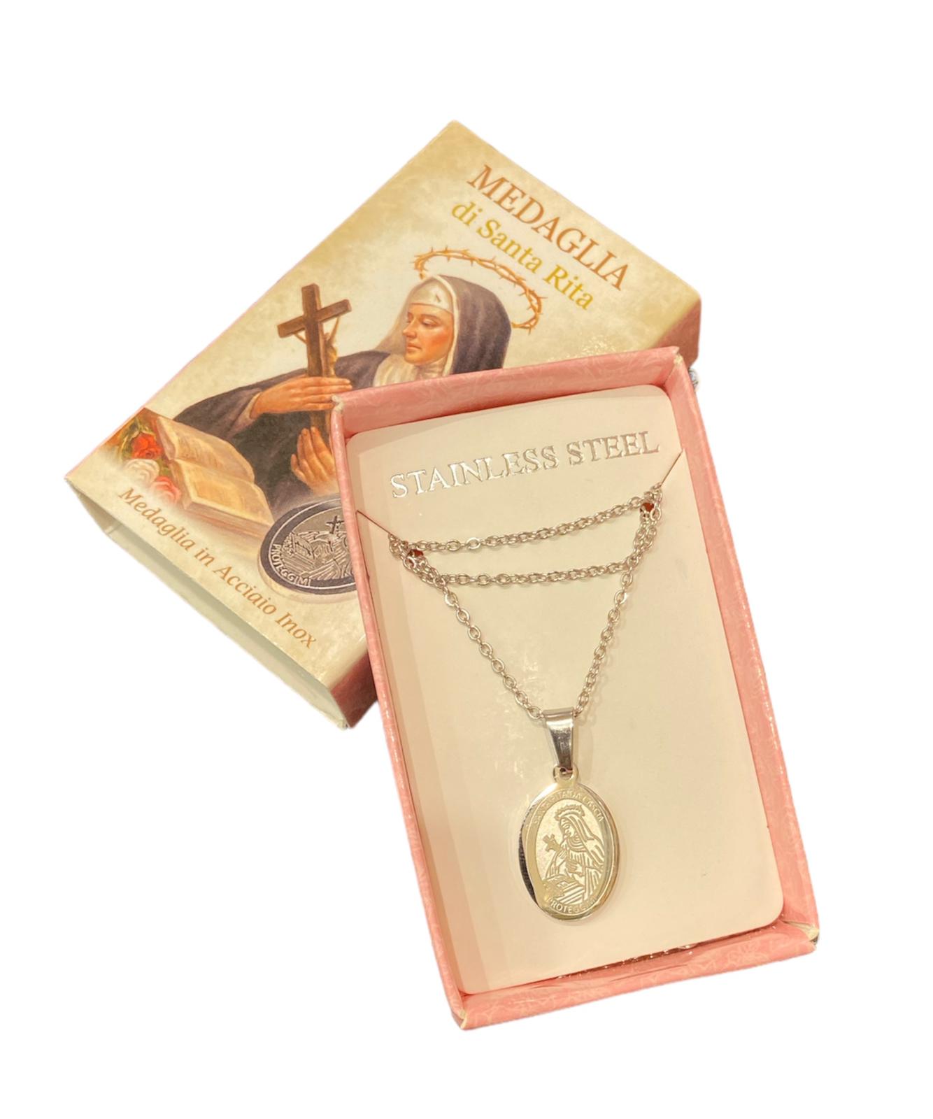 Confezione Con Collanina E Medaglia Santa Rita