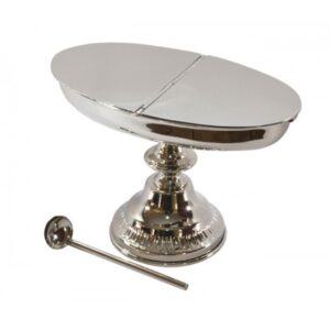 Navetta con cucchiaino in ottone nickelato