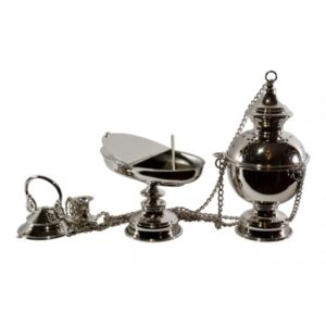 Set turibolo e navetta in ottone nickelato