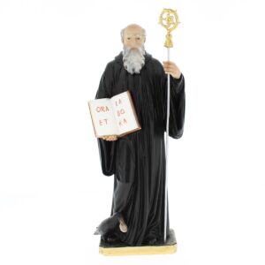Statua San Benedetto resina dipinta 30 cm