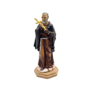 Statua di San Pio in cammino con mantellina 10 cm