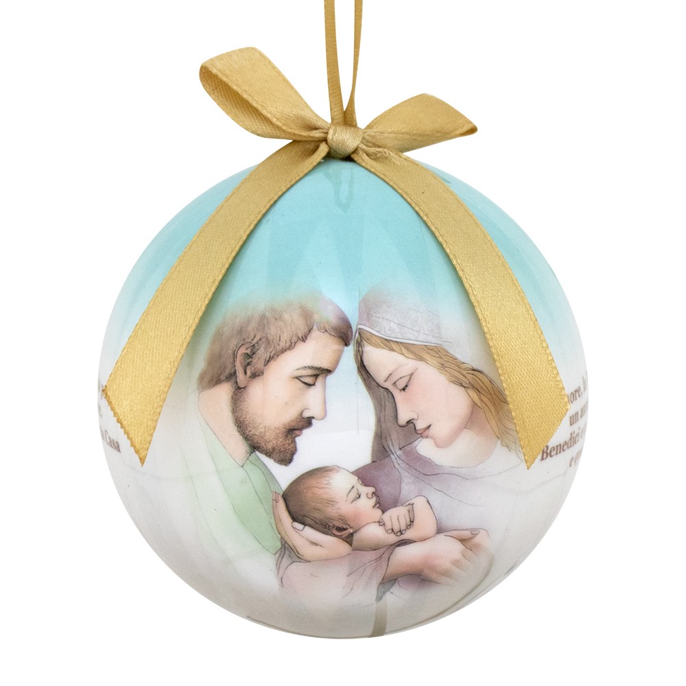 Pallina di Natale con Sacra Famiglia e Preghiera - immagine 3
