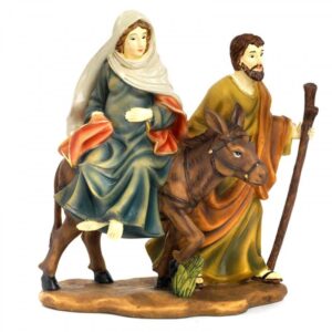 Scena Giuseppe e Maria incinta su asino 13 cm