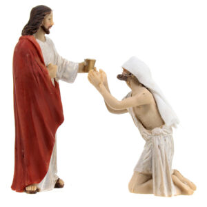 Miracolo guarigione del cieco Gesù statue 9 cm