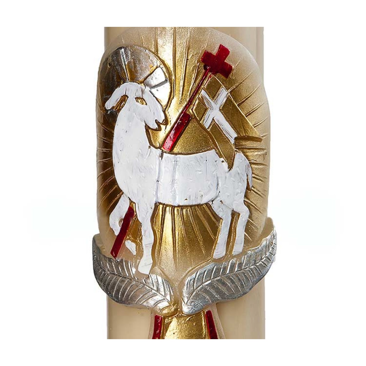 Cero Pasquale cera d'api Agnello Rosso Argento Oro 8x120 cm - Image 2