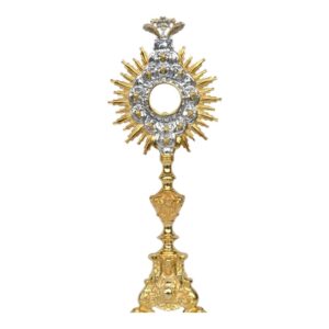 Ostensorio barocco in ottone oro argento 60 cm