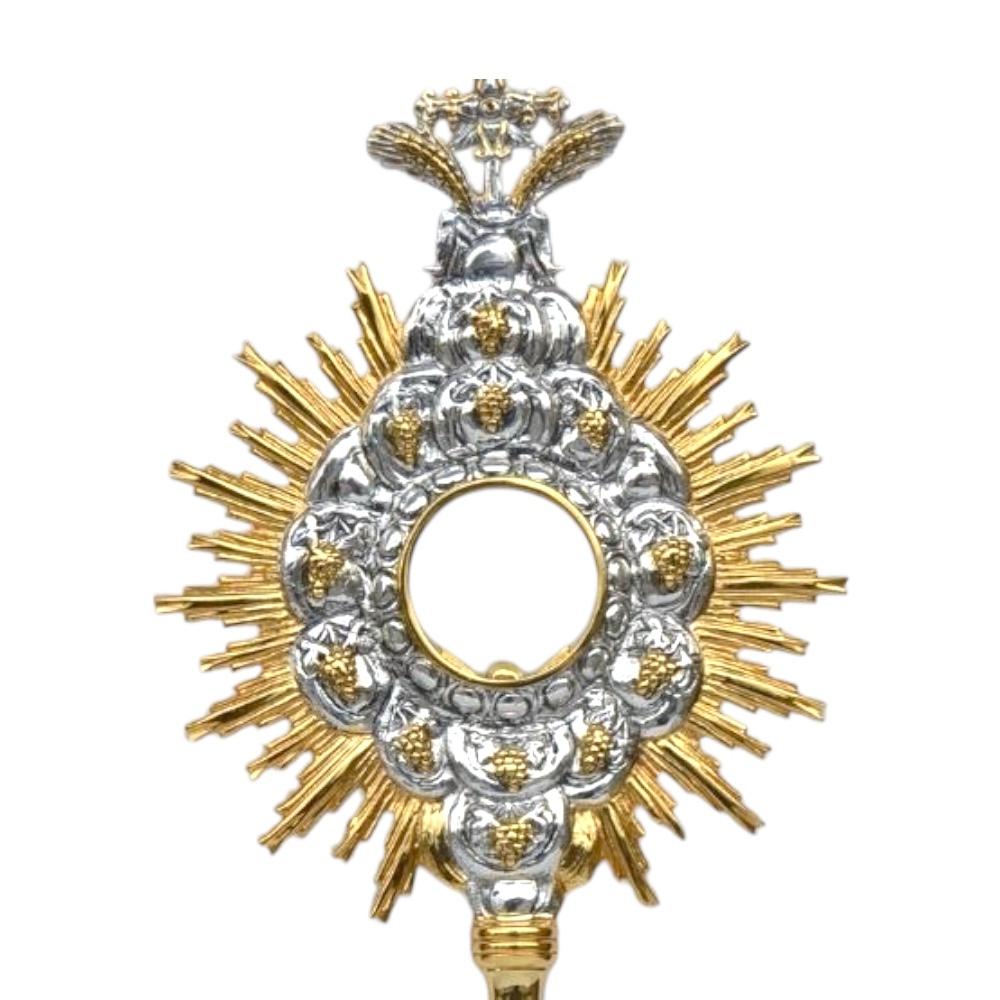 Ostensorio barocco in ottone oro argento 60 cm - immagine 3