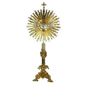 Ostensorio con pietre rosse h 80 cm