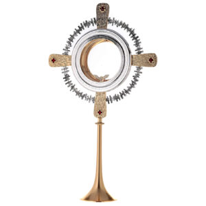 Ostensorio ostia magna 16 cm- Croce con smalti rossi