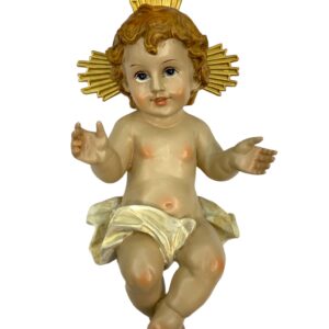 Gesù Bambino occhi vetro resina 23 cm