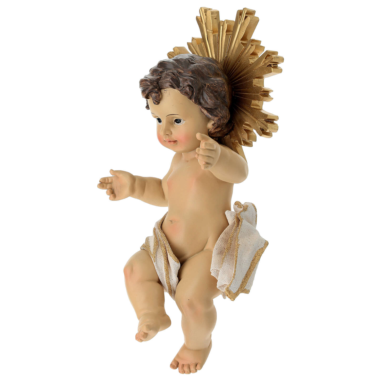 Bambinello con aureola e stoffa 17 cm - immagine 3
