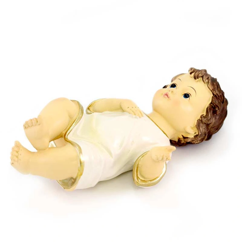 Gesù Bambino 16 cm con Vestitino Bianco Resina - immagine 3